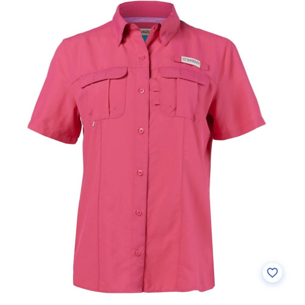 Magellan womens fishgear short sleeve shirt hot pink MagShield upf 20 NWT